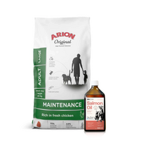 ARION Original Maintenance Adult Large 12kg + Lab-V 100% lašišų aliejus įvairaus amžiaus šunims ir katėms 500ml šalto spaudimo