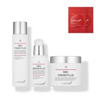 MediCube Red Line 2.0 Plus Rinkinys odai nuo spuogų (Raudonas tonikas 200 ml + Raudonas serumas 55 ml + Raudonas kremas 100 ml) + Gintaro rūgšties diskeliai 20 vnt. Dovana