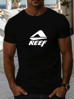 REEF Vyriški Karališkos Mėlynos Spalvos Vasariniai Laisvalaikio Marškinėliai 100% Medvilnės Apvalia Kaklo Iškirpte Trumpomis Rankovėmis Su Stilingu Logotipu Puikiai Tinka Laisvalaikio Aprangai 2XL