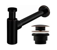 REA-A8536 - Praustuvo sifonas su CLICK-CLACK uždarymo mechanizmu, juodas