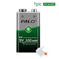 PALO 1-12vnt 9V 6f22 ni-mh įkraunama baterija 300mAh, skirta skaitmeninės kameros nuotolinio valdymo žaislo dūmų signalizacijai 1pcs