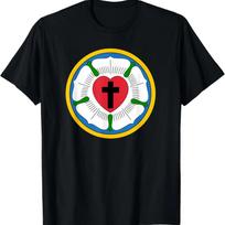 Lutheran 95 Theses Martin Luther Rose Reformation Concords T-Shirt S juoda