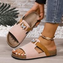 Women'S Retro Thick-Soled Bixson Sandals - Slip-On Open-Toe Beach Slides, Perfect for Vacation Leisure Wear, Holiday Footwear, Open-Toe Shoes. 36 rožinė