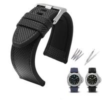 24mm 26mm 28mm Canvas Silicone Watch Strap For DIESEL DZ4500 DZ4506 DZ7420 DZ4318 Pei-nahai PAM985 Nylon Rubber Bottom Watchband 24mm