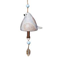 Mielas paukštelis vėjo varpelis, pakabinami ornamentai, kaimiškas vėjo varpelis sienai, langui, durims, dovana įkurtuvėms balta