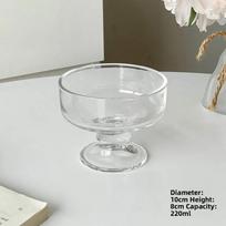 Aukštas stiklinis dubuo ledams, desertams, namų naudojimui, Ele dizainas jogurtui, pudingui, ledams, pieno kokteiliams, musui A juoda