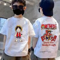 Japanese Anime One Piece Cartoon D.Luffy Print Cotton T Shirt For Children Summer Short Sleeve Tees Casual Kids Sports Top 110