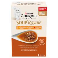 Gourmet Soup Royale suaugusių kačių maistas su vištiena, kalakutiena ir jautiena 6 x 45 g