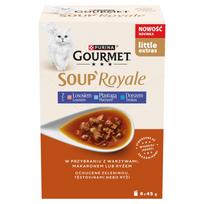 Gourmet Soup Royale suaugusių kačių maistas su lašiša, plekšne ir menke 6 x 45 g