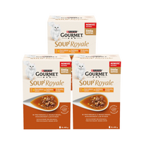 Gourmet Soup Royale suaugusių kačių maistas su vištiena, kalakutiena ir jautiena 18 x 45 g