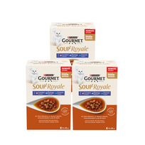 Gourmet Soup Royale suaugusių kačių maistas su lašiša, plekšne ir menke 18 x 45 g