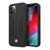 BMW BMHCP12LRSCSK iPhone 12 Pro Max 6.7" black | black hard case with perforated leather sides