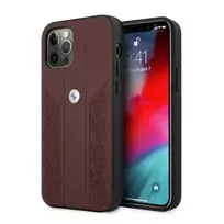 BMW BMHCP12LRSPPR iPhone 12 Pro Max 6.7" red leather curve hard case, perforated