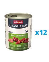 ANIMONDA GranCarno rinkinys  su jautienos ir antienos širdimis 12 x 800 g