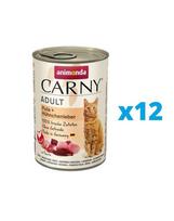 ANIMONDA Karma Carny Adult rinkinys kalakutiena ir vištienos kepenėlėsa 12 x 400 g