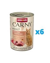 ANIMONDA Carny Adult rinkinys  vištiena, kalakutiena ir ančiukų širdelės a 6 x 400 g