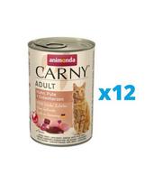 ANIMONDA Carny Adult rinkinys  vištiena, kalakutiena ir ančiukų širdelės 12 x 400 g