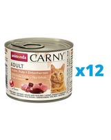 ANIMONDA Carny Adult rinkinys vištiena, kalakutiena ir ančiukų širdelės  12 x 200 g