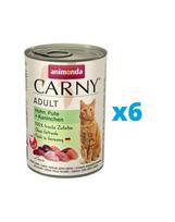 ANIMONDA Carny Adult Vištiena, kalakutiena ir triušiena 6 x 400 g