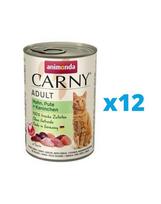 ANIMONDA Carny Adult Vištiena, kalakutiena ir triušiena 12 x 400 g
