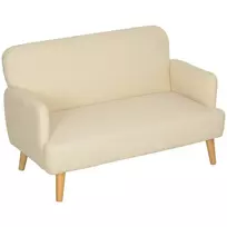 2 vietų sofa, medinės kojos, 130 x 74 x 79 cm, kreminė