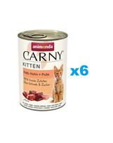ANIMONDA Carny Kitten Veal&Chicken&Turkey 6x400 g veršiena, vištiena ir kalakutiena kačiukams