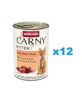 ANIMONDA Carny Kitten Veal&Chicken&Turkey 12x400 g veršiena, vištiena ir kalakutiena kačiukams
