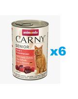 ANIMONDA Carny Senior jautienos ir kalakutienos širdelės 6x400 g