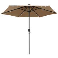 Sodo skėtis su LED ir aliuminio stulpu, taupe, 270cm