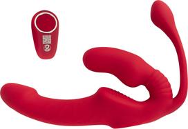 You2Toys Triple Teaser be diržo strap-on vibratorius - Raudona