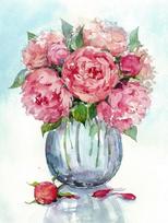 Deimantinė mozaika Gentle peonies, 40x50 cm