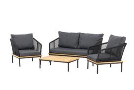 Sodo baldų komplektas „Andorra“ stalas, sofa ir 2 kėdės, juodas