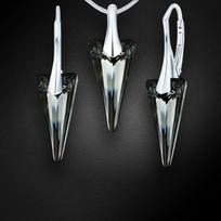 Sidabrinis papuošalų rinkinys moterims DiamondSky „Spike (Silver Night)“ su Swarovski kristalais