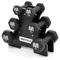 Ketaus hantelių rinkinys su stovu Meteor 3, 2, 1 kg
