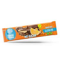Brain Foods vaflinis batonėlis su apelsinais 40g,  Brain Foods