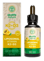 Vitaminas K2 + D3 liposomose, 2000 TV. Maisto papildas, 60 ml Ekolife natura