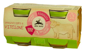 Veršienos tyrelė kūdikiams nuo 4 mėn., ekologiška, Alce Nero, 2 X 80g