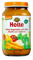 Įvairių daržovių ir ryžių tyrelė kūdikiams nuo 8 mėn., biodinaminė, Holle, 220g