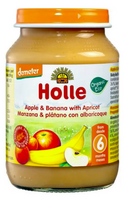 Obuolių, bananų ir abrikosų tyrelė kūdikiams nuo 6 mėn., biodinaminė, Holle, 190g