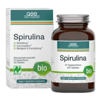 GSE Mikrodumbliai spirulina, 500 mg. Maisto papildas, ekologiškas, 240 tabl.