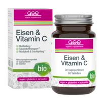 GSE Geležies ir vitamino C kompleksas. Maisto papildas, ekologiškas, 60 tabl.