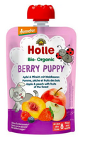 Obuolių tyrelė su persikais ir miško uogomis BERRY PUPPY, kūdikiams nuo 8 mėn., biodinaminė, Holle, 100 g