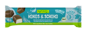 Kokosiniai batonėliai su pienišku šokoladu, ekologiški, Rapunzel, 3vnt/ 50 g