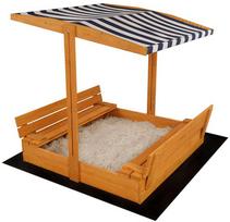 Vaikiška medinė uždaroma smėlio dėžė su suolais ir baldakimu Baby Mix 120x120 cm
