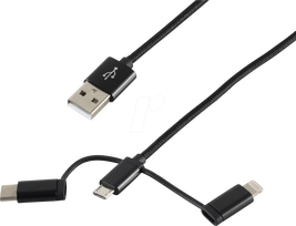 shiverpeaks BS14-50068 USB Kabel 1 m USB A USB C/Micro-USB B/Lightning Schwarz (BS14-50068)