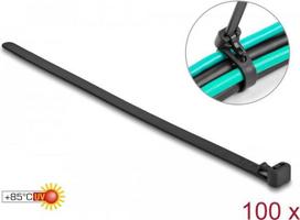 Delock - Kabelbinder - heat resistant, reusable - 15 cm - Schwarz (Packung mit 100)