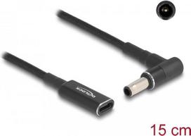 Delock - Netzteil - 24 pin USB-C (W) zu Gleischstromstecker 5,5 x 3.0 mm (M) gewinkelt - 19.5 V - 3 A - 15 cm - Schwarz (60042)