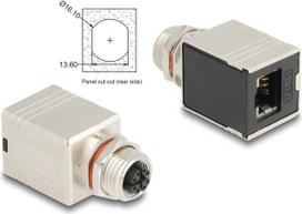 Delock M12 Adapter X-kodiert 8 Pin Buchse zu RJ45 Cat.6A STP geschirmt (60087)
