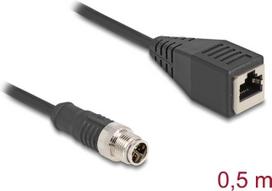 Delock M12 Kabel X-kodiert 8 Pin Stecker zu RJ45 Buchse PVC 0.5 m (60623)