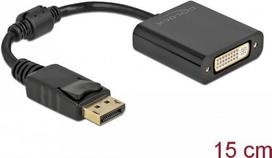 Delock - Adapterkabel - DisplayPort (M) eingerastet bis DVI-I (W) schraubbar - DisplayPort 1,1 - 15cm - Passiv - Schwarz (61008)